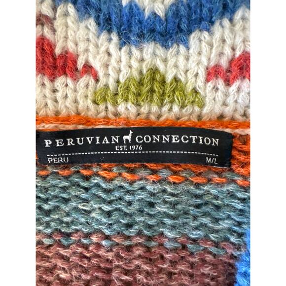 PERUVIAN CONNECTION High Plains Knit Jacket Aztec Print Fringe  M/L - Picture 4 of 9